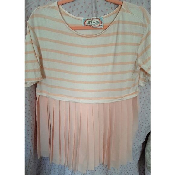 ADORNit sz S/M pink pleated soft blouse - Picture 1 of 2